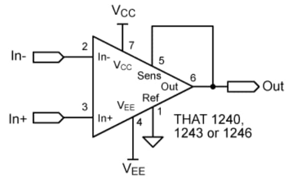 Application Circuit Diagram - THAT Corporation THAT 1240 Series Balanced Line Receiver ICs